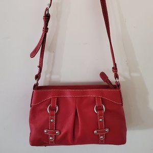 USED Coldwater Creek small red leather crossbody organizer